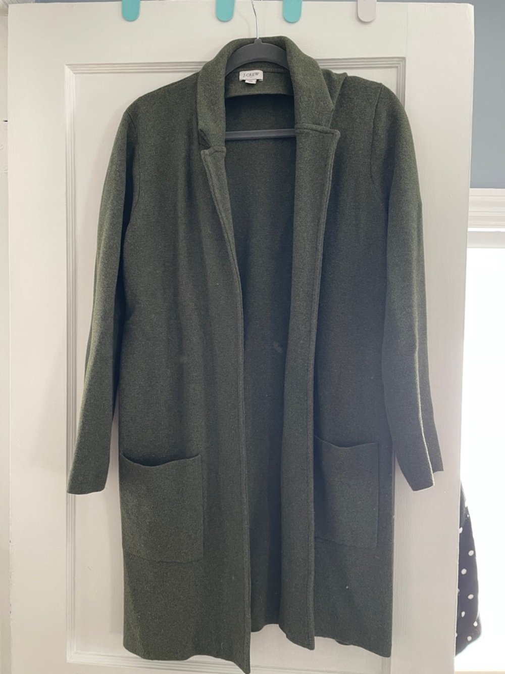 J. Crew Olive Open-Front Longline Cardigan